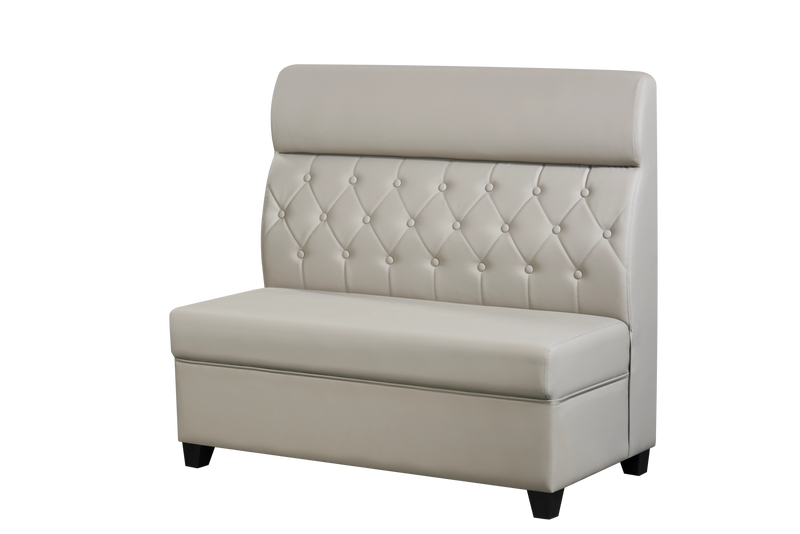 Single Booth with White Vinyl Seat and Back,Length 48''