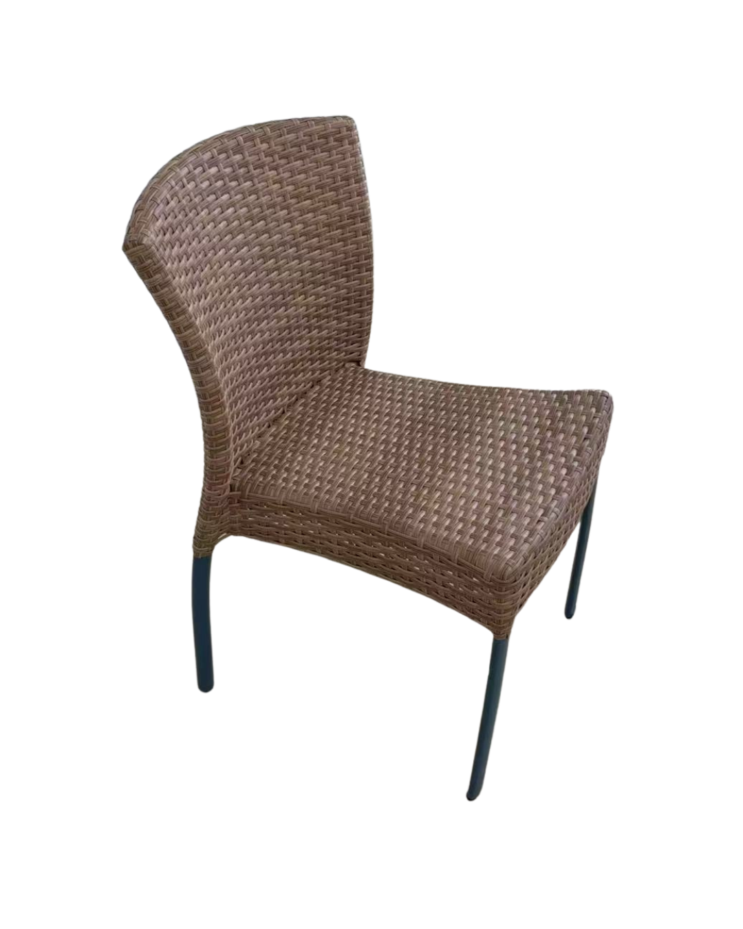 Outdoor Aluminum Chair with Wicker Back and Seat in Brown color