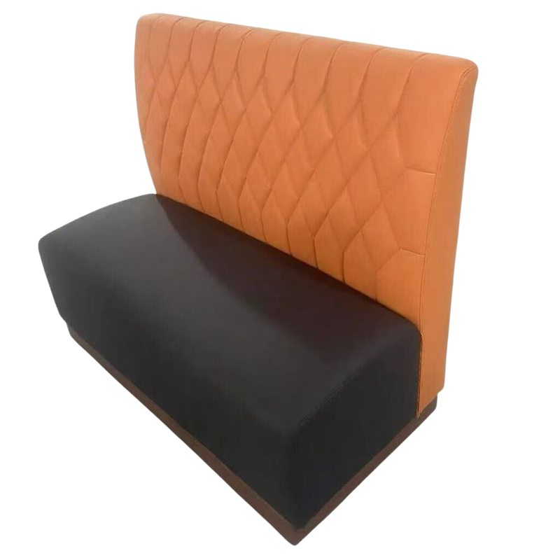 48” Single Booth with Black Seat and Orange Back