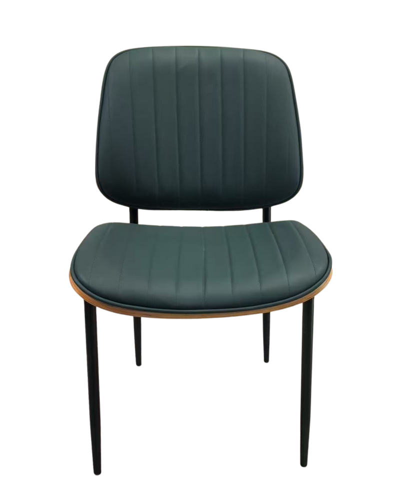 MId-Century Indoor Modern Metal Chair with Green Vinyl