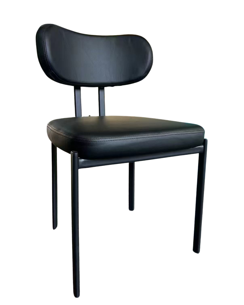 Classic Indoor Metal Chair with Black Upholstered Seat and Backrest