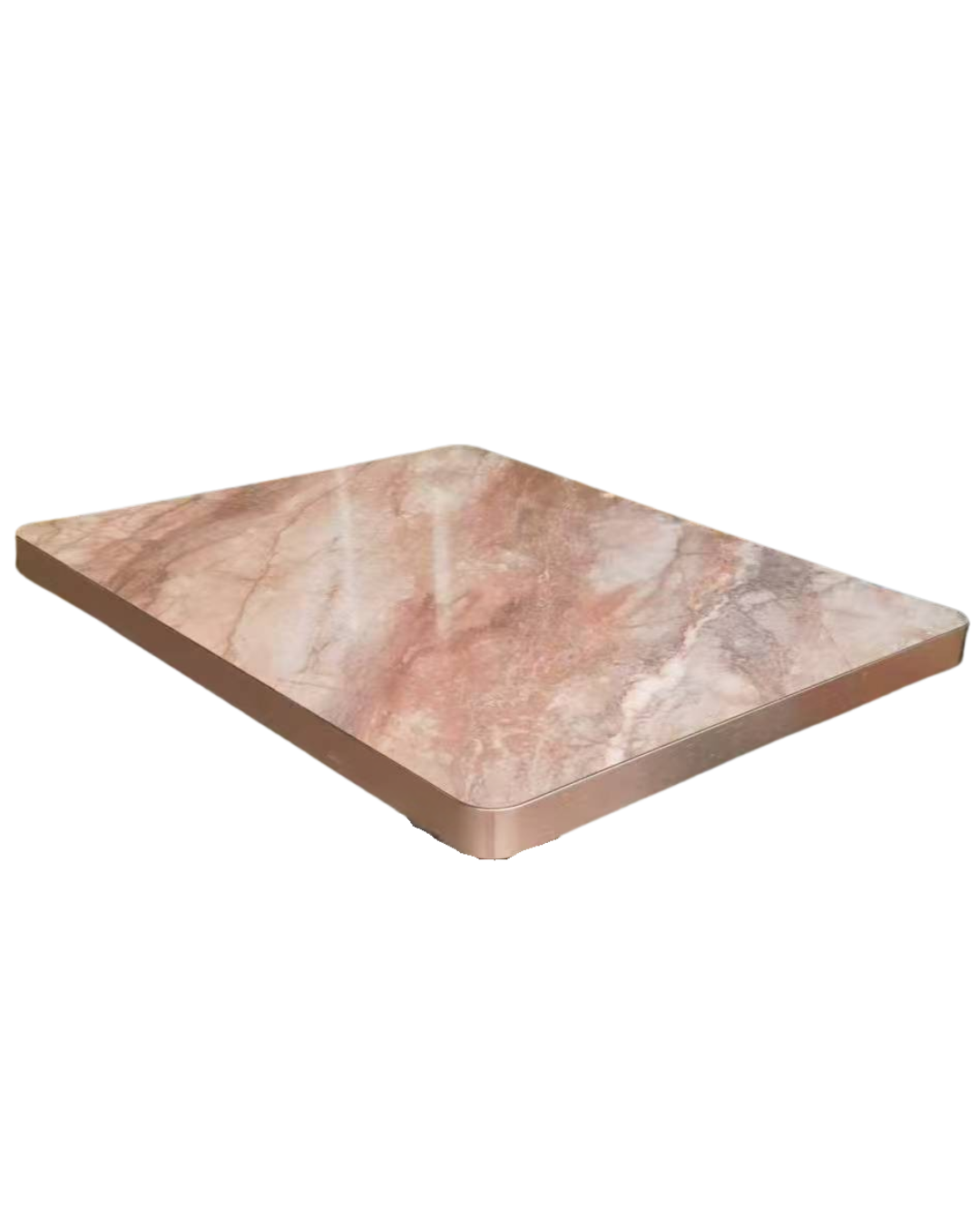 Sintered Stone Table Top with Gold Stainless Steel Edge