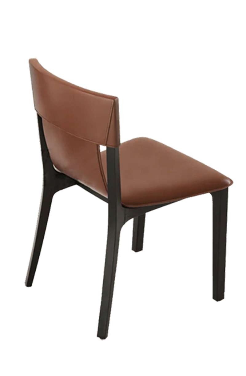 Black Steel Chair with Brown/Grey Vinyl Seat&Back