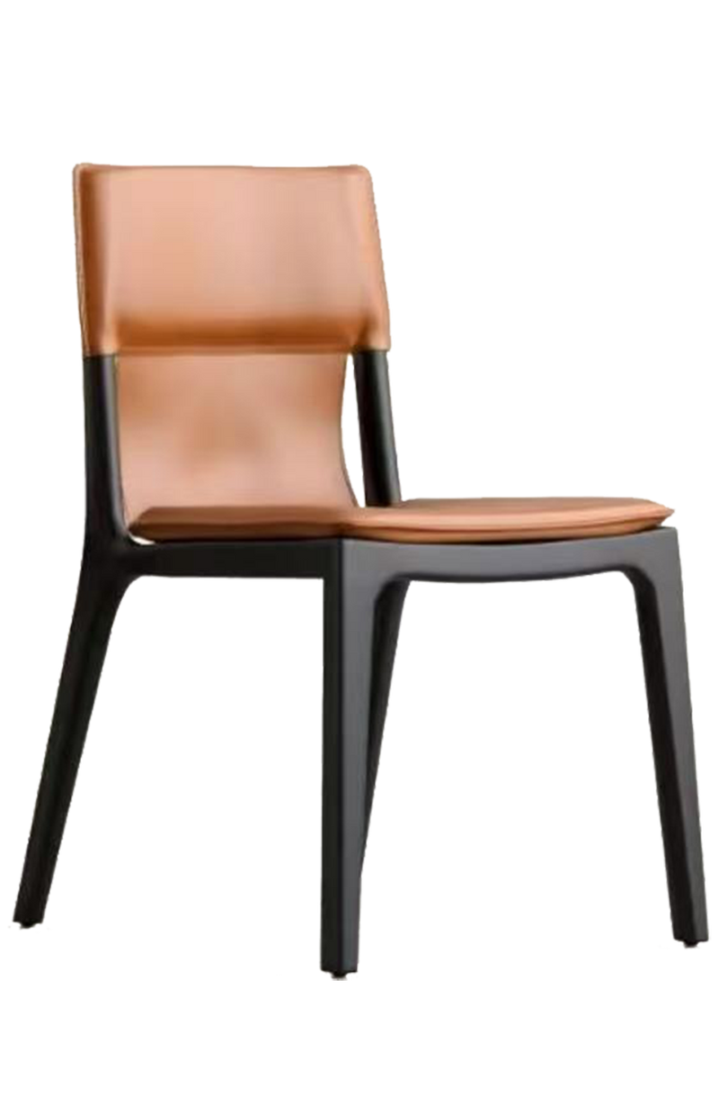 Black Steel Chair with Brown/Grey Vinyl Seat&Back