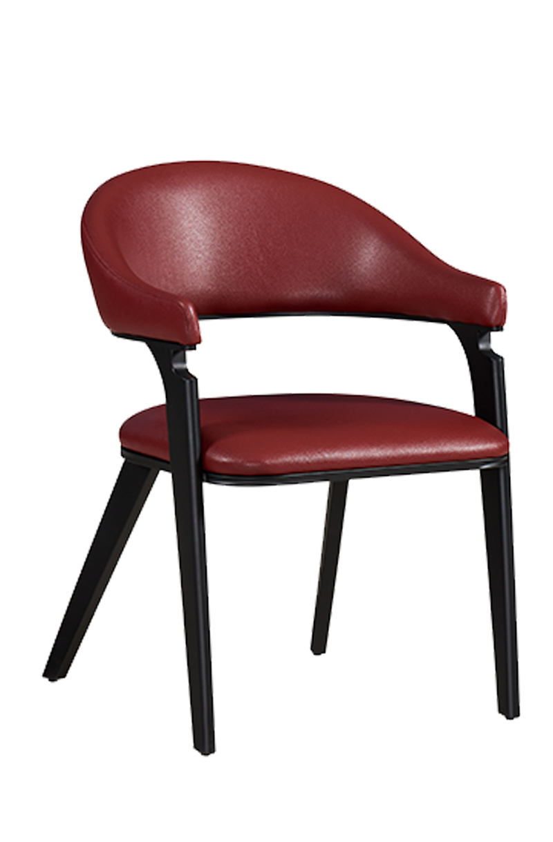 Elegant Italian Style Red Vinyl Seat&Back Chair, Finish Black