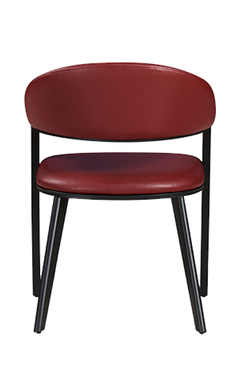 Elegant Italian Style Red Vinyl Seat&Back Chair, Finish Black