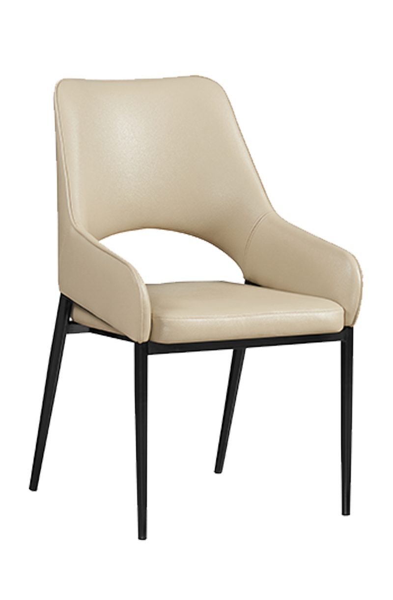 Modern Versatile Chair with Beige Vinyl Seat and Back, Finish Black