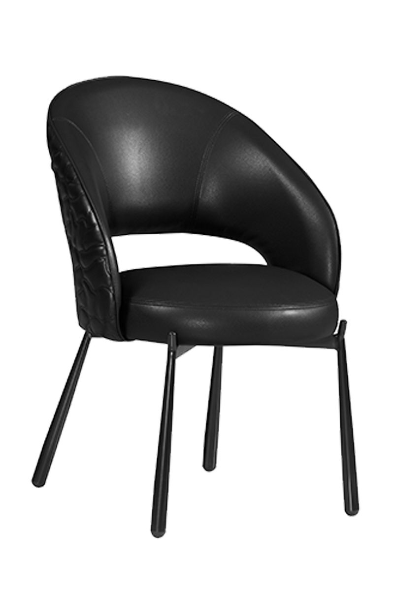 Black Arc-shaped backrest Chair with Vinyl Seat, Finish Black