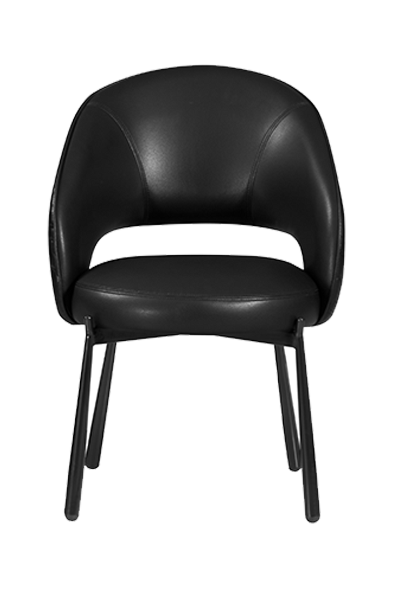 Black Arc-shaped backrest Chair with Vinyl Seat, Finish Black