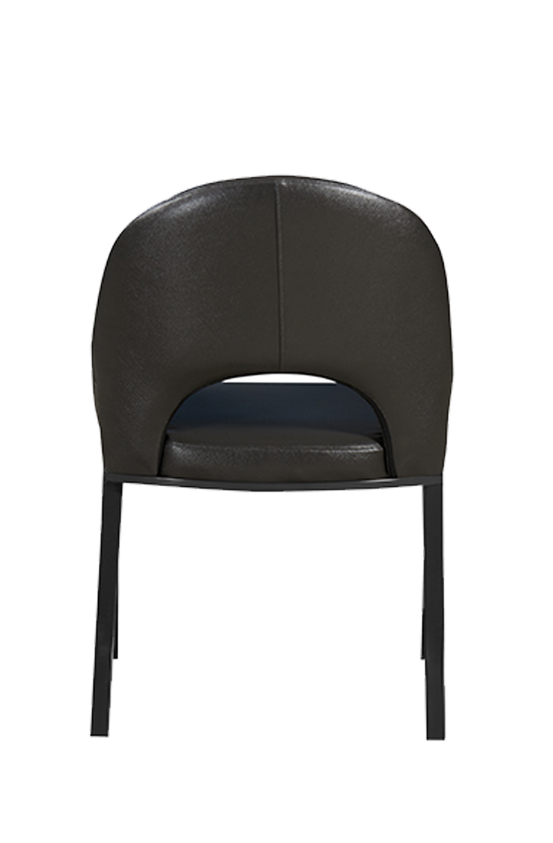 Black Steel Armchair With Vinyl Seat and Back