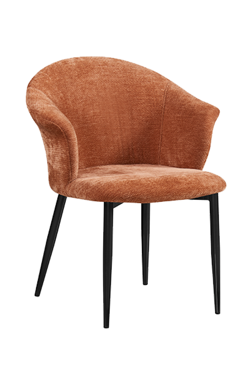 New style Steel Chair with Orange Vinyl Seat and Back, Finish Black