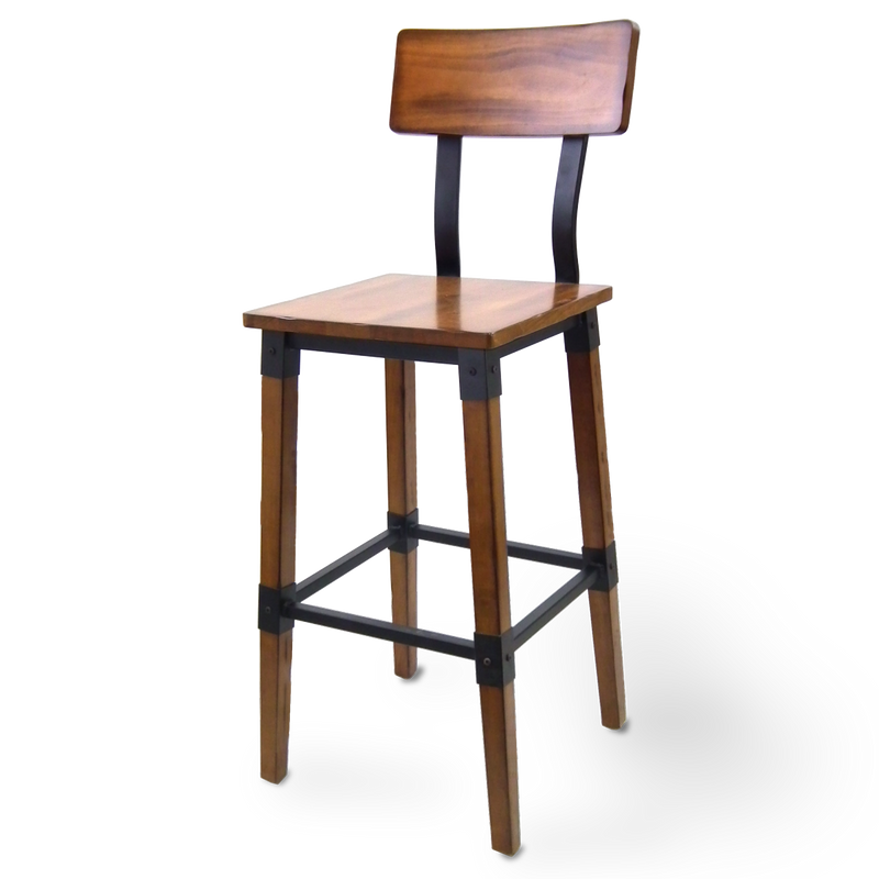Rustic Solid Beech, with Straight Stretchers Barstool