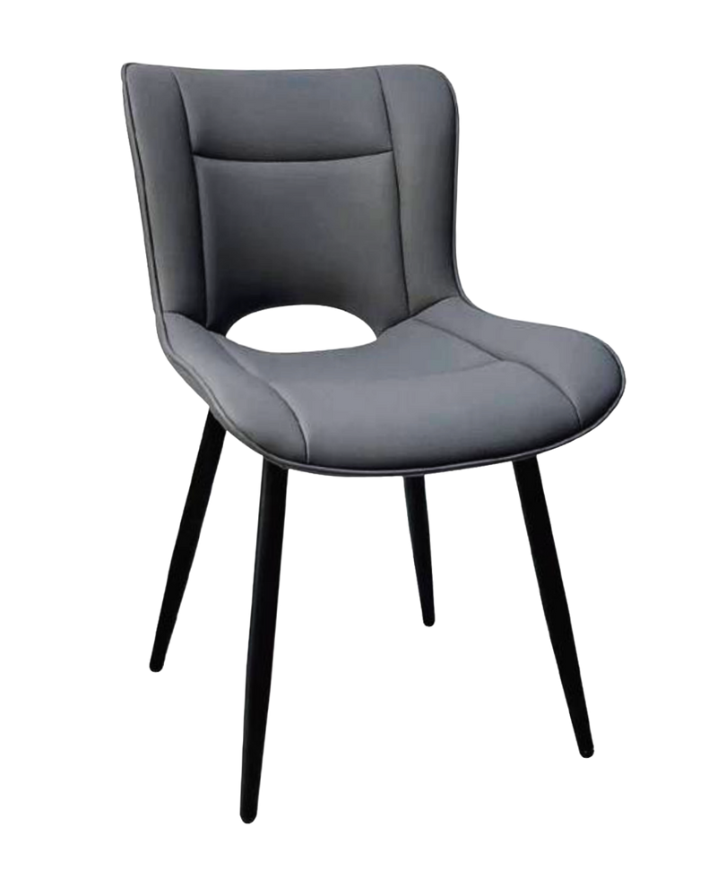 Indoor modern grey chair with box pattern and black legs