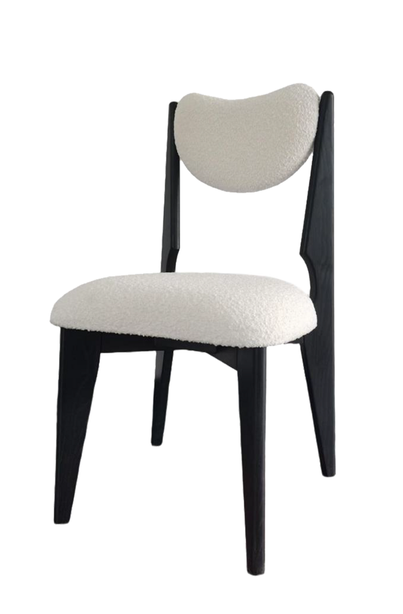 White Vinyl Seat and Back Chair made by Ash wood ,Finish Black/Walnut/Natural
