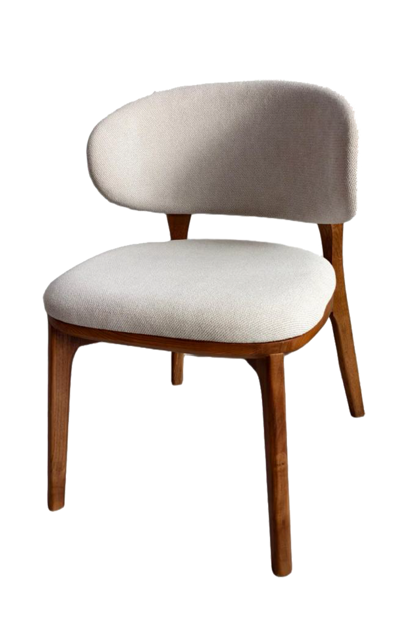 White Vinyl Back and Seat Rubber Chair, Finish Walnut
