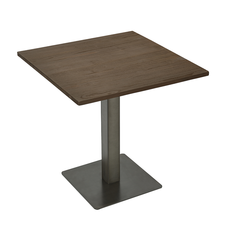 Elmwood Table Top with Gun Metal Table Base