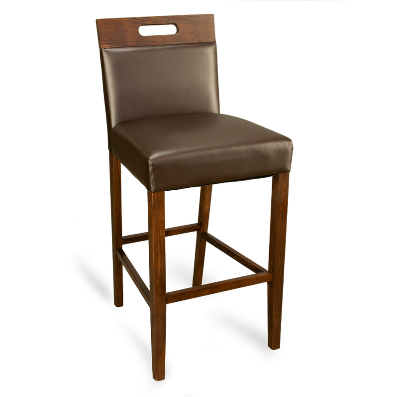 Upholstered Square Wood Handhold Back Barstool