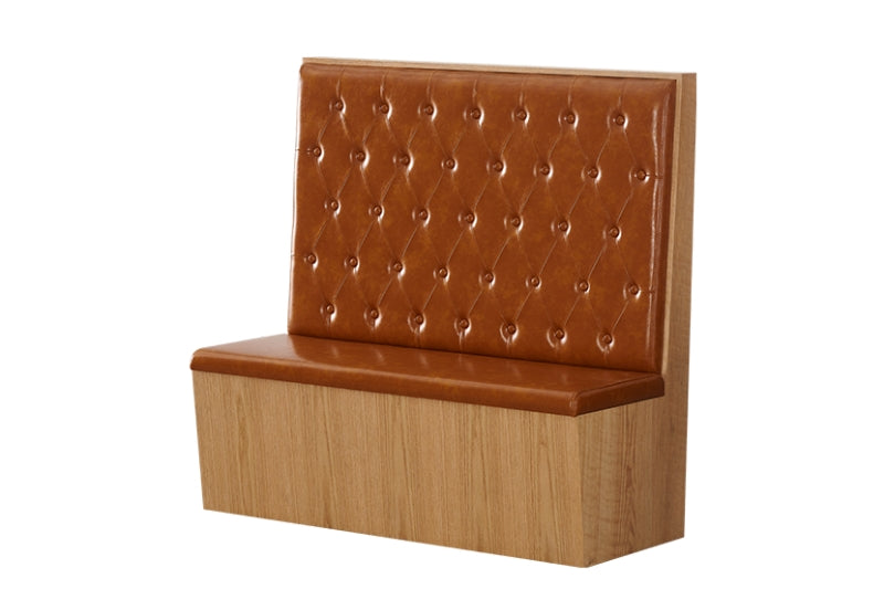 Nature Wood Trim Booth with Brown Vinyl Seats.