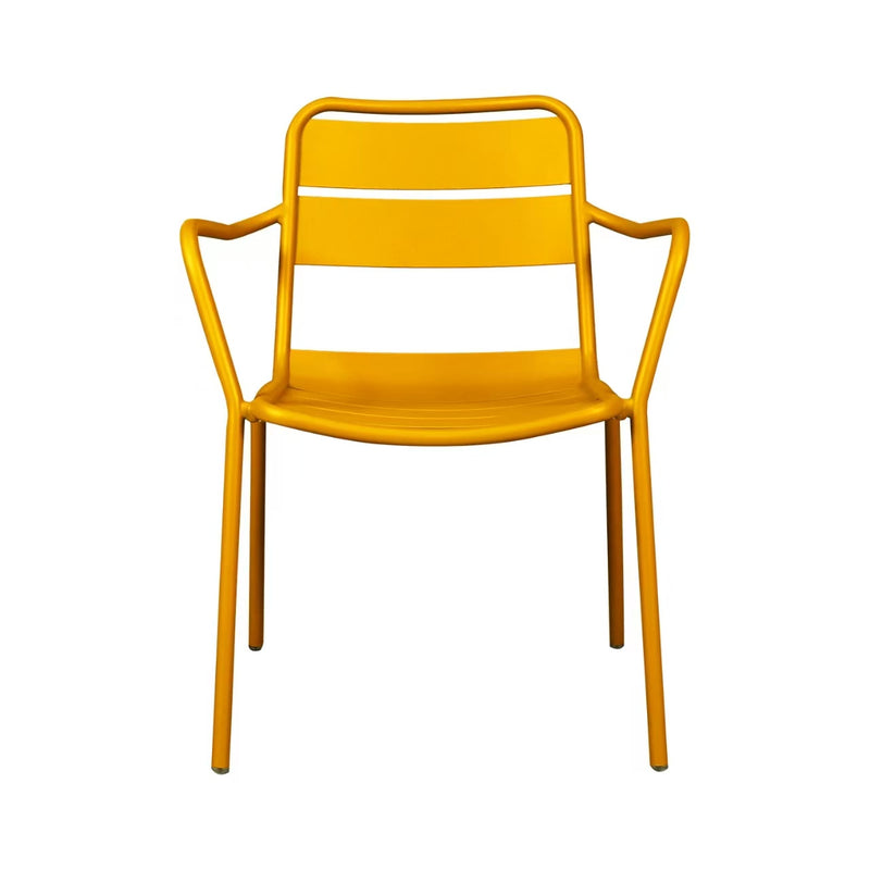 Outdoor Metal Armchair in Yellow Color