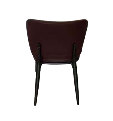 indoor metal chair with brown back and seat