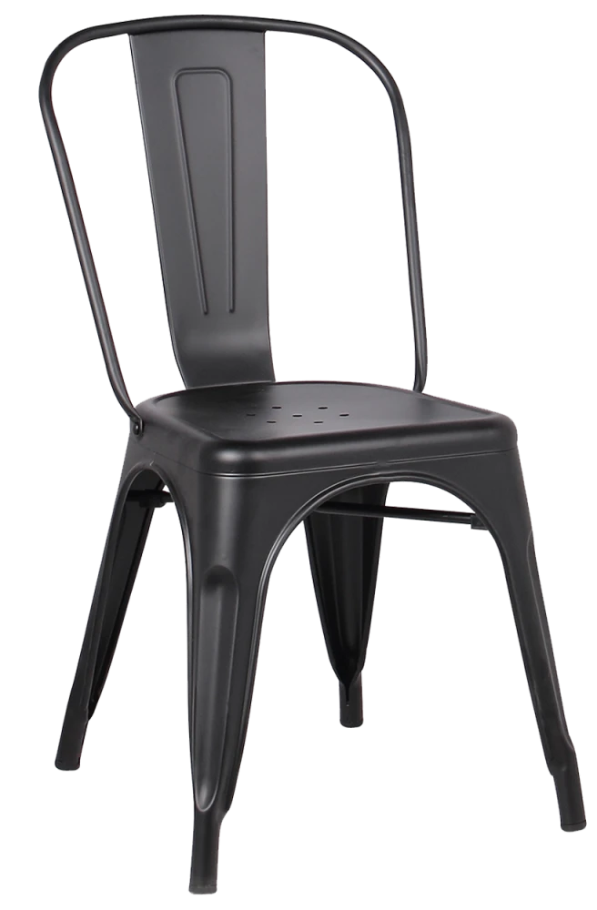 Black Finish Metal Dining Chair Industrial Style