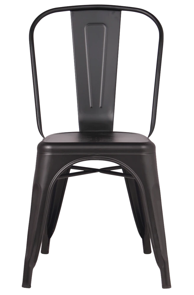 Black Finish Metal Dining Chair Industrial Style