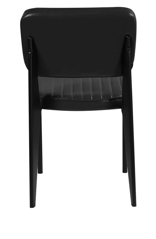 Black Metal Armless Chair with Black Vinyl Seat & Back