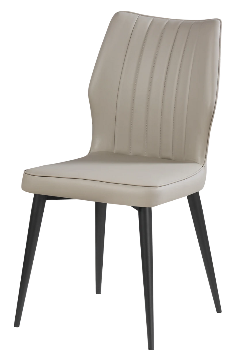 Black Steel Chair w/ Beige Vinyl Back & Seat
