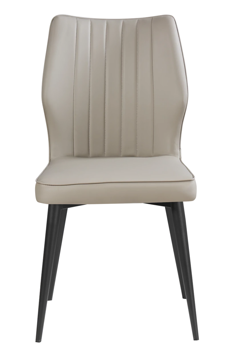 Black Steel Chair w/ Beige Vinyl Back & Seat