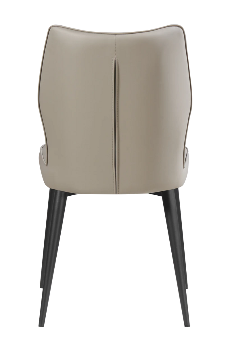 Black Steel Chair w/ Beige Vinyl Back & Seat