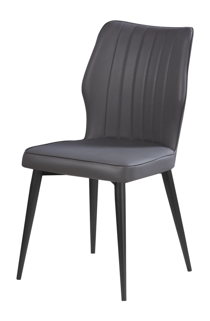 Black Steel Chair w/ Gray Vinyl Back & Seat