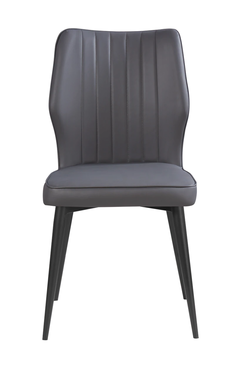 Black Steel Chair w/ Gray Vinyl Back & Seat