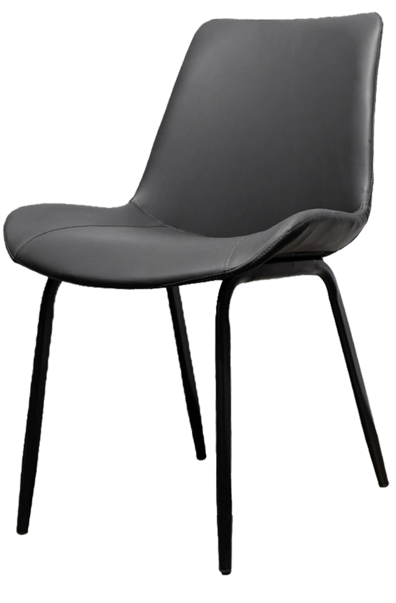 Black Steel Chair with Black Vinyl Back & Seat