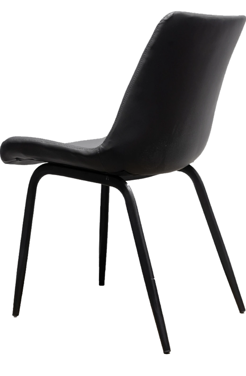 Black Steel Chair with Black Vinyl Back & Seat