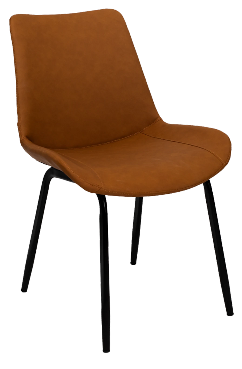 Black Steel Chair with Brown Vinyl Back & Seat
