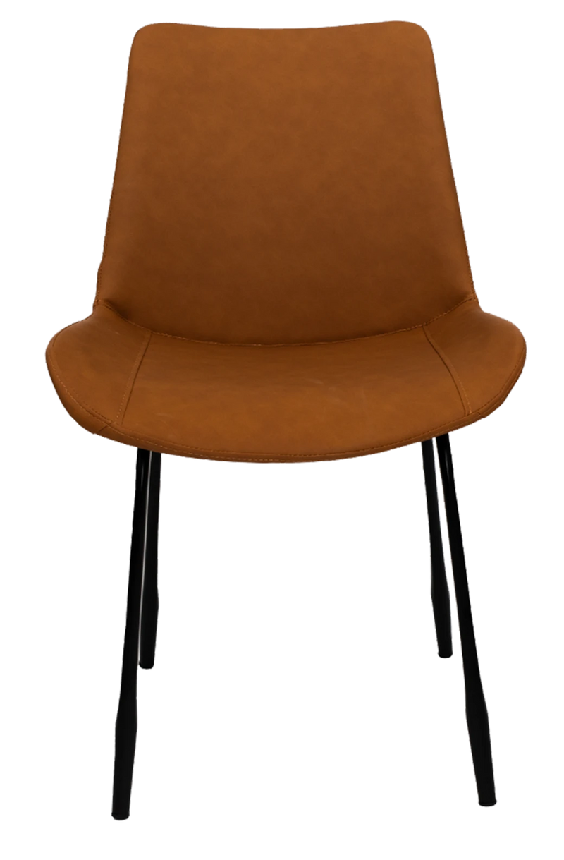 Black Steel Chair with Brown Vinyl Back & Seat