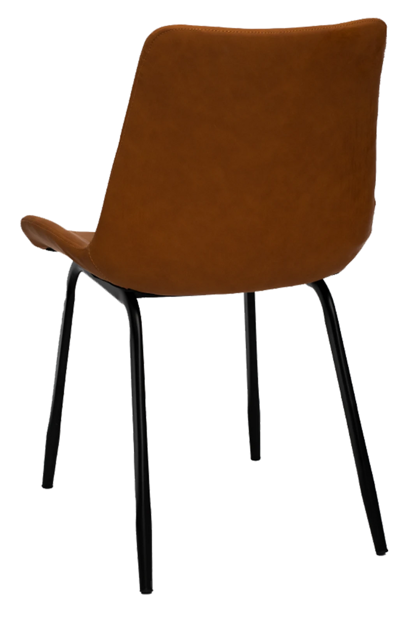 Black Steel Chair with Brown Vinyl Back & Seat