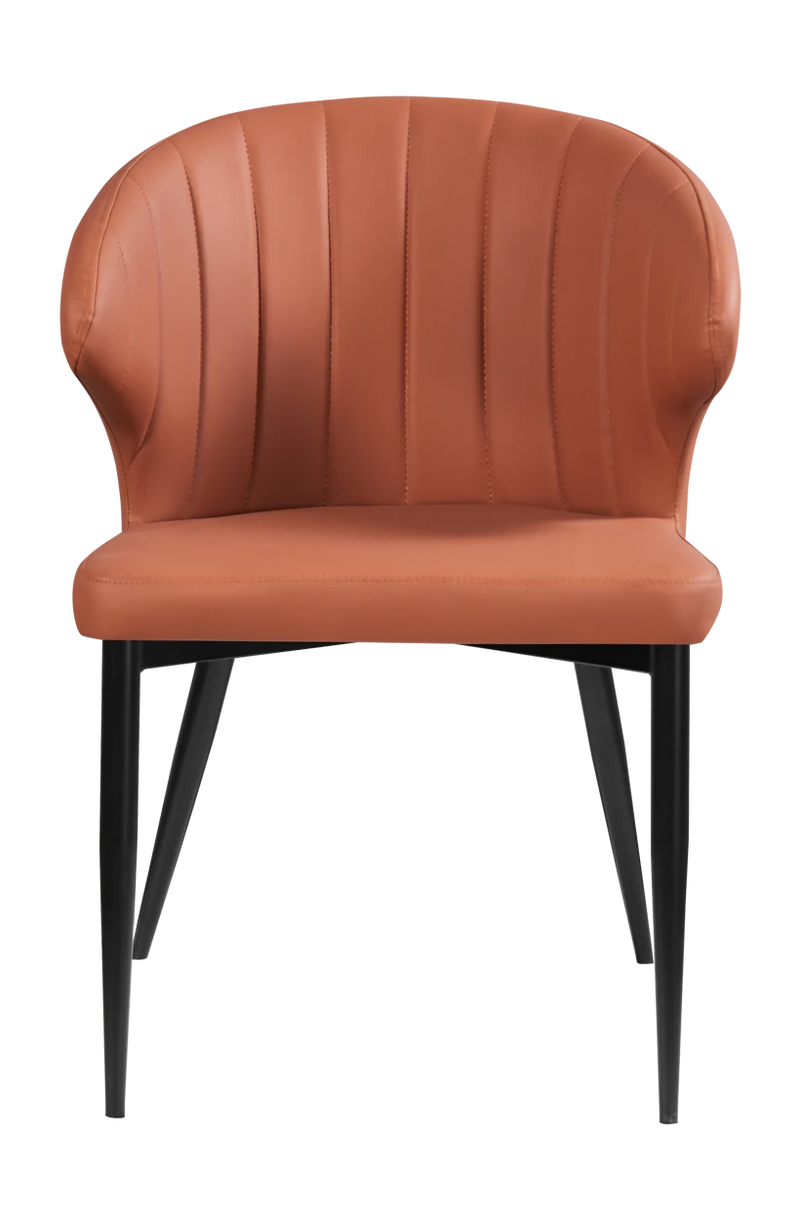 Brwon Vinyl Armchair with Black Steel Legs
