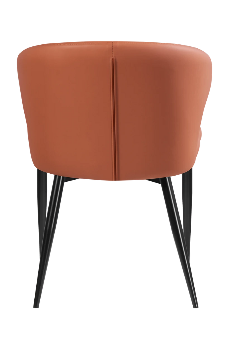 Brwon Vinyl Armchair with Black Steel Legs