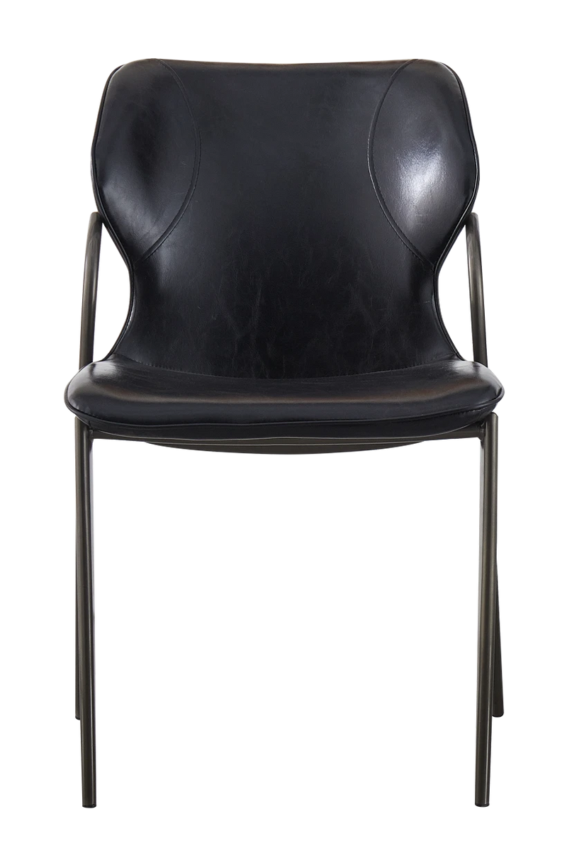 Indoor Steel Chair with Vinyl Seat and Back in Black