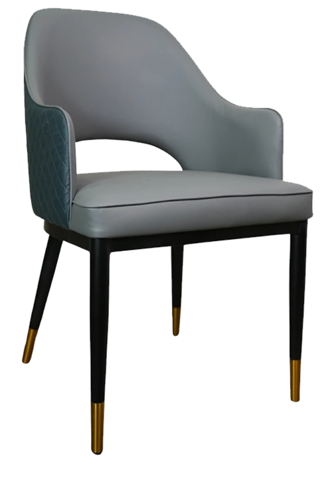 Gray Seat and Back with Black Steel Metal Chair, Use Indoor
