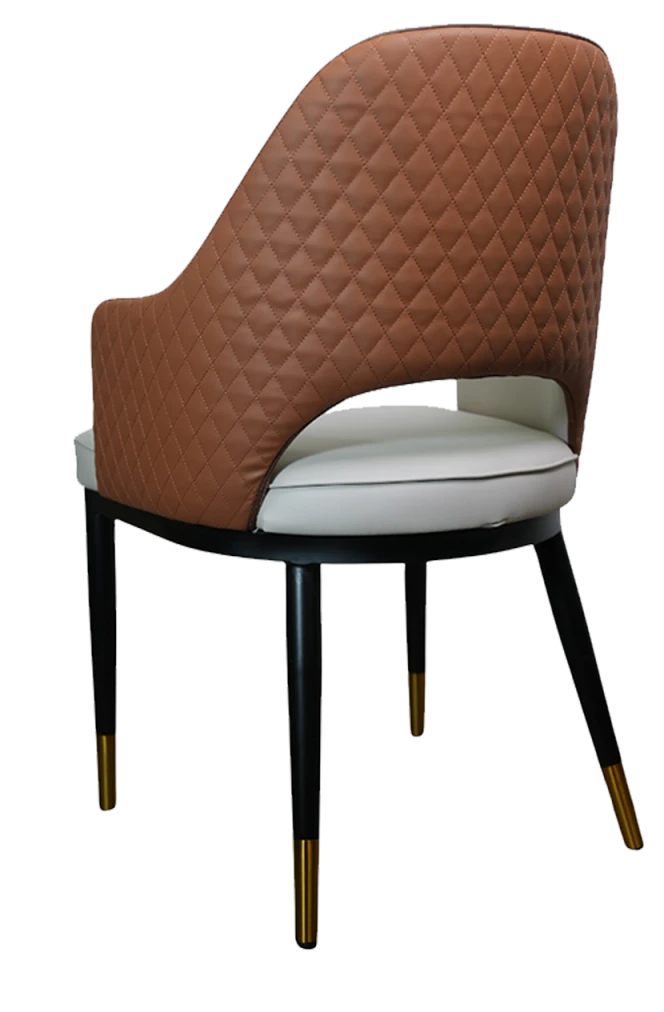 Indoor Steel Chair with Vinyl Seat and Back in Mix Color Pearl White/Brown