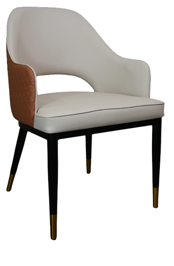 Indoor Steel Chair with Vinyl Seat and Back in Mix Color Pearl White/Brown