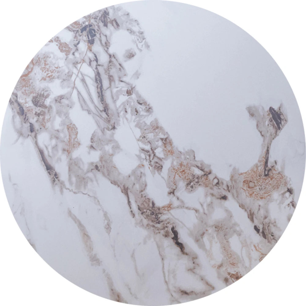 Marble White Sintered Stone Table Top with "Smoky Ink" Design