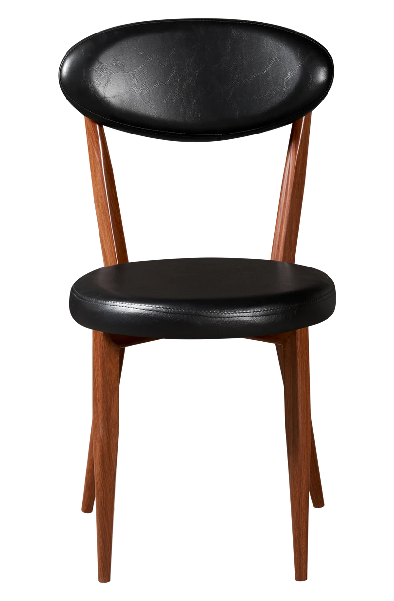 Wood Grain Steel Chair in Brown Finish w/ Black Vinyl Seat & Back