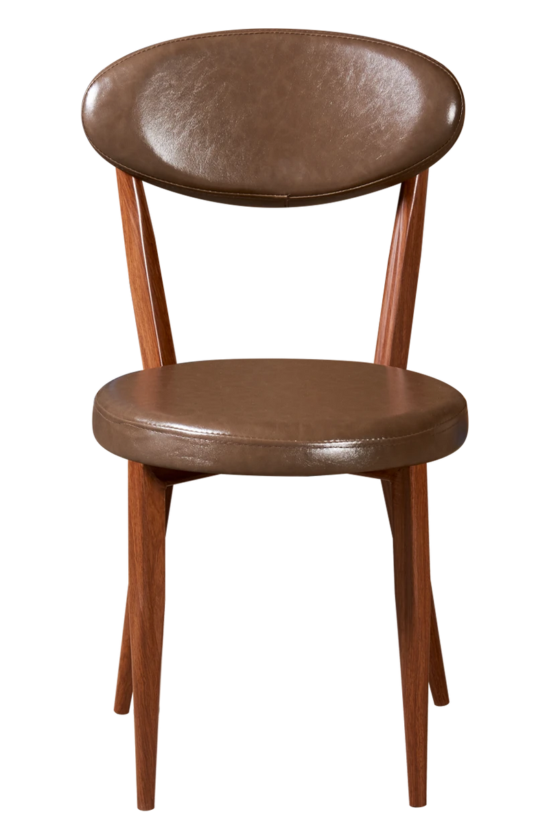 Wood Grain Steel Chair in Brown Finish w/ Brown Vinyl Seat & Back