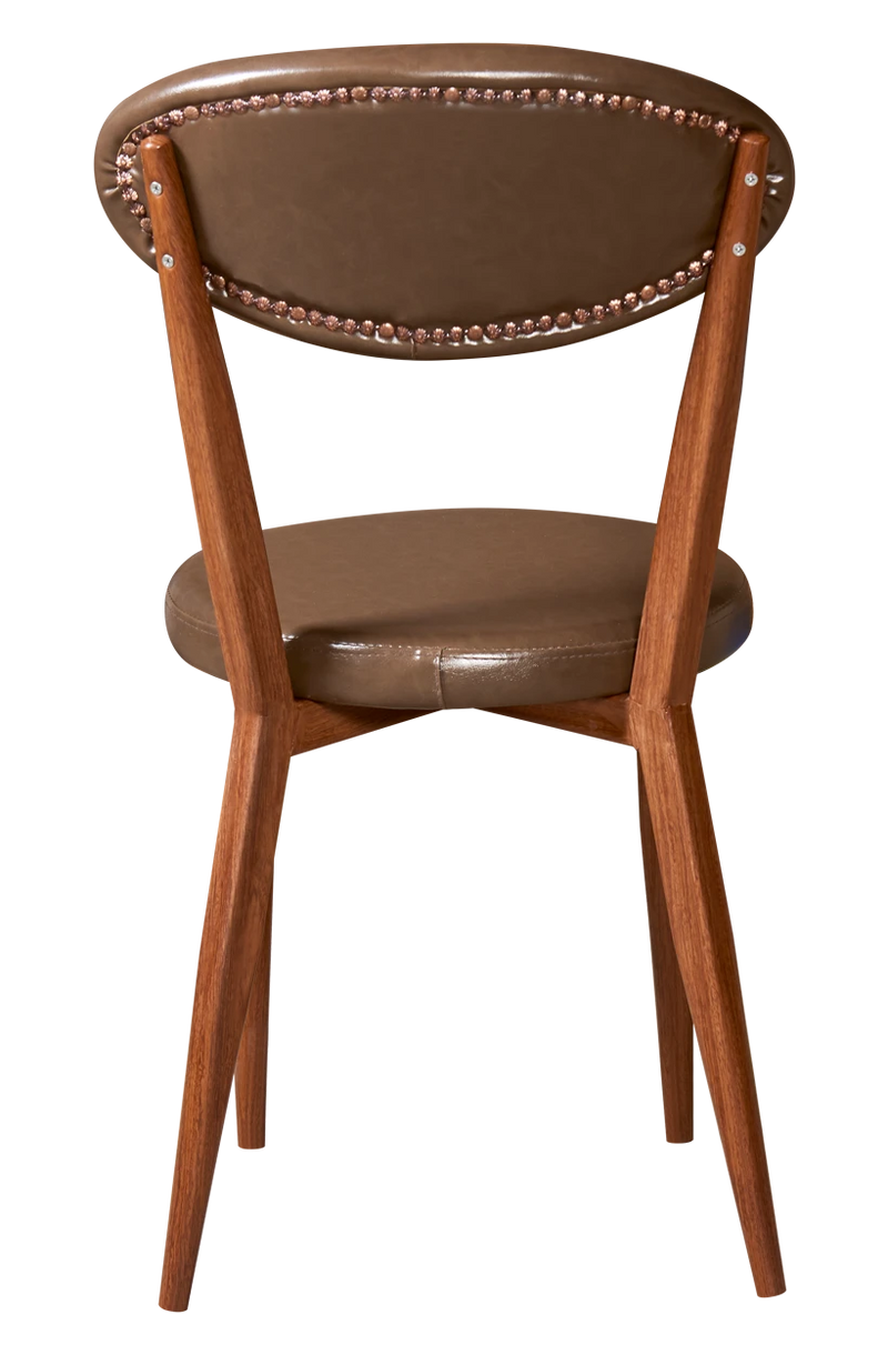 Wood Grain Steel Chair in Brown Finish w/ Brown Vinyl Seat & Back