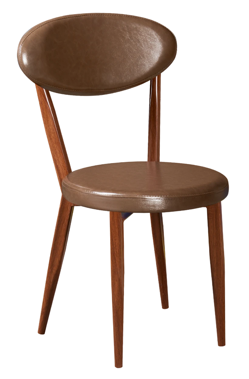 Wood Grain Steel Chair in Brown Finish w/ Brown Vinyl Seat & Back