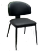black metal chair with  oval upholstery back and padded seat