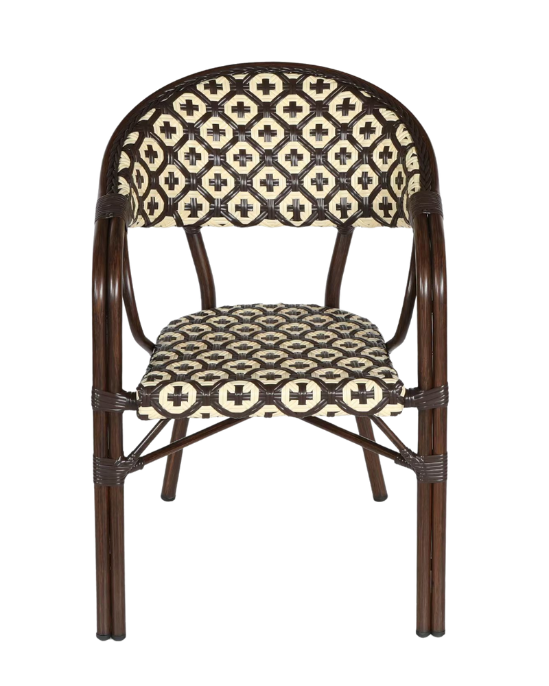 Aluminum Arm Rattan Chair in Brown/Cream Color